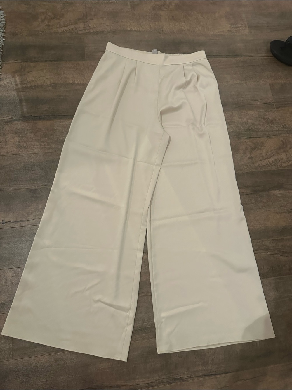 H&M Cream Wide-Leg High-Rise Trousers